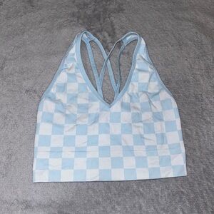 Colsie Light Blue Checkered Crop Top